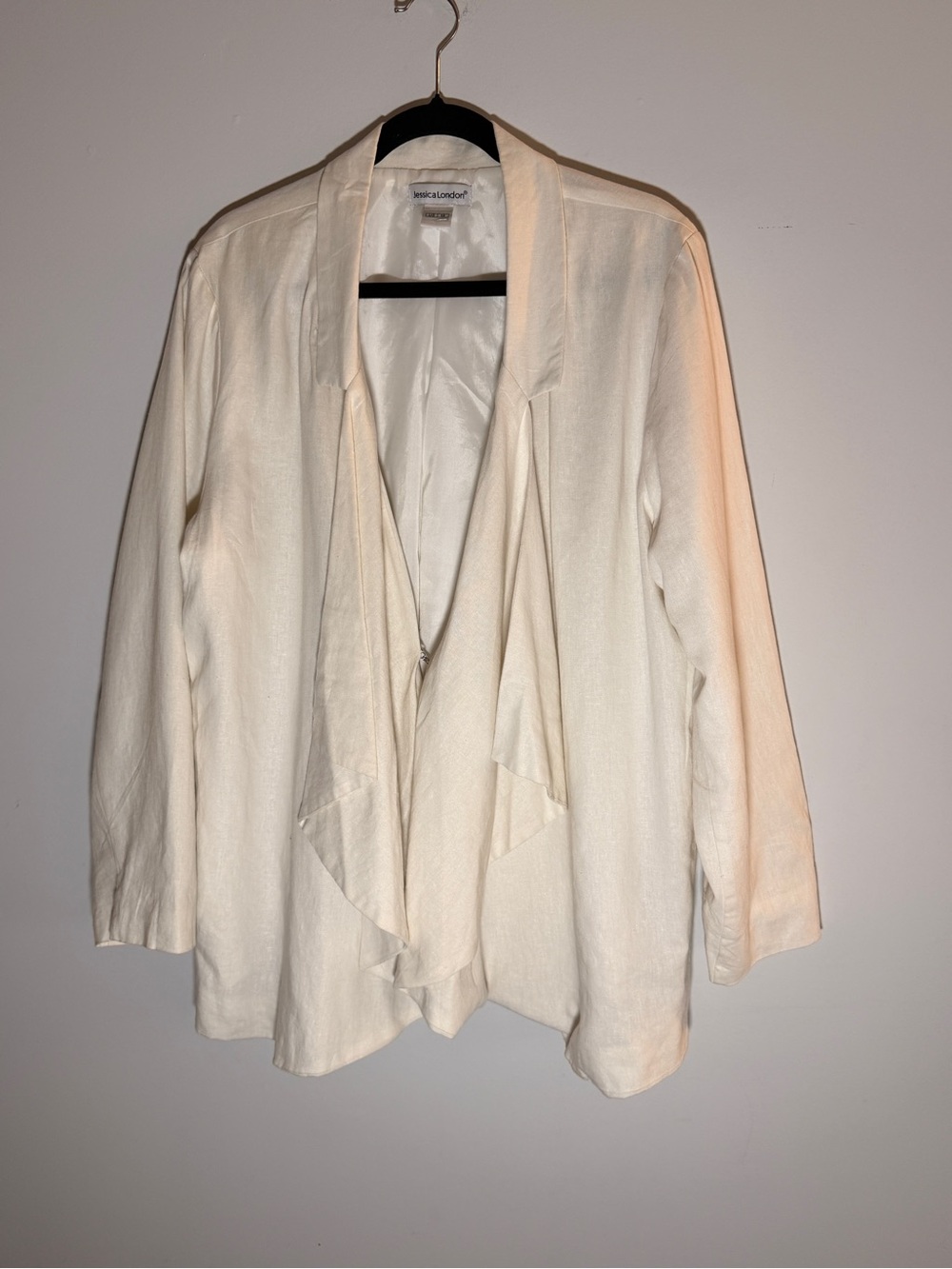 Jessica London Cream Draped Blazer
